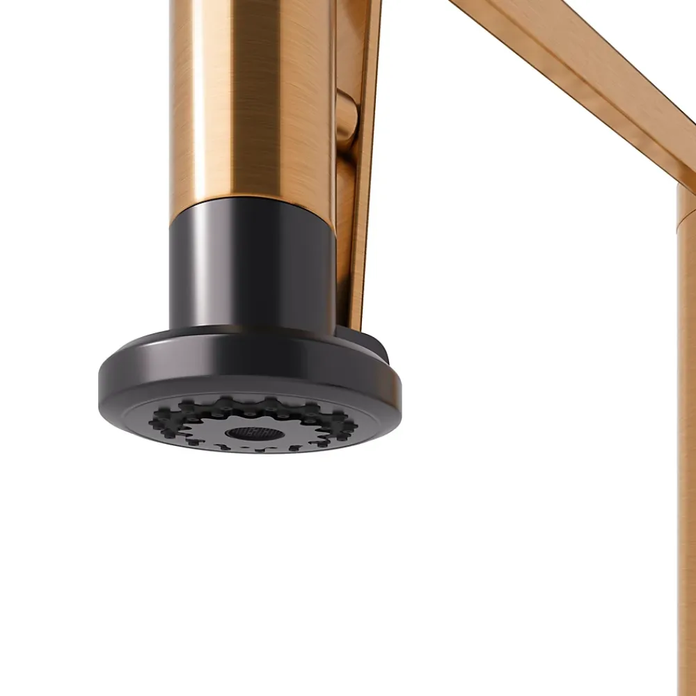 GoodHome Mitigeur de cuisine avec douchette noir et laiton Kamut
