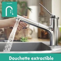 Hansgrohe Mitigeur de cuisine avec douchette extractible chromé Zesis M33 H. 219mm