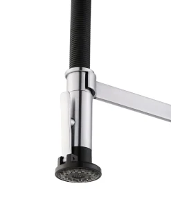 GoodHome Mitigeur de cuisine avec douchette argent et noir Kamut