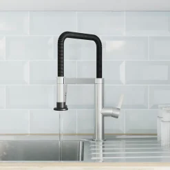 GoodHome Mitigeur de cuisine avec douchette argent et noir Kamut
