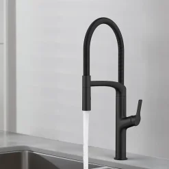 Evier Et Robinet De Buanderie|GoodHome Mitigeur de cuisine avec douchette noir Arbane
