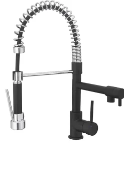 Evier Et Robinet De Buanderie|Cooke & Lewis Mitigeur de cuisine avec douchette noir et chrome H.48 cm, Bilbrough