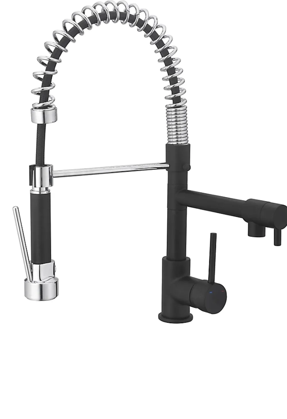 Evier Et Robinet De Buanderie|Cooke & Lewis Mitigeur de cuisine avec douchette noir et chrome H.48 cm, Bilbrough