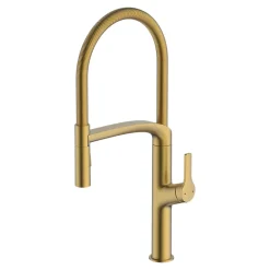 Evier Et Robinet De Buanderie|GoodHome Mitigeur de cuisine avec douchette effet laiton doré Arbane