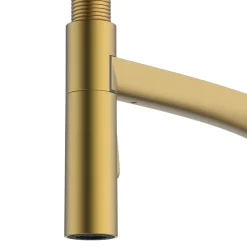 Evier Et Robinet De Buanderie|GoodHome Mitigeur de cuisine avec douchette effet laiton doré Arbane