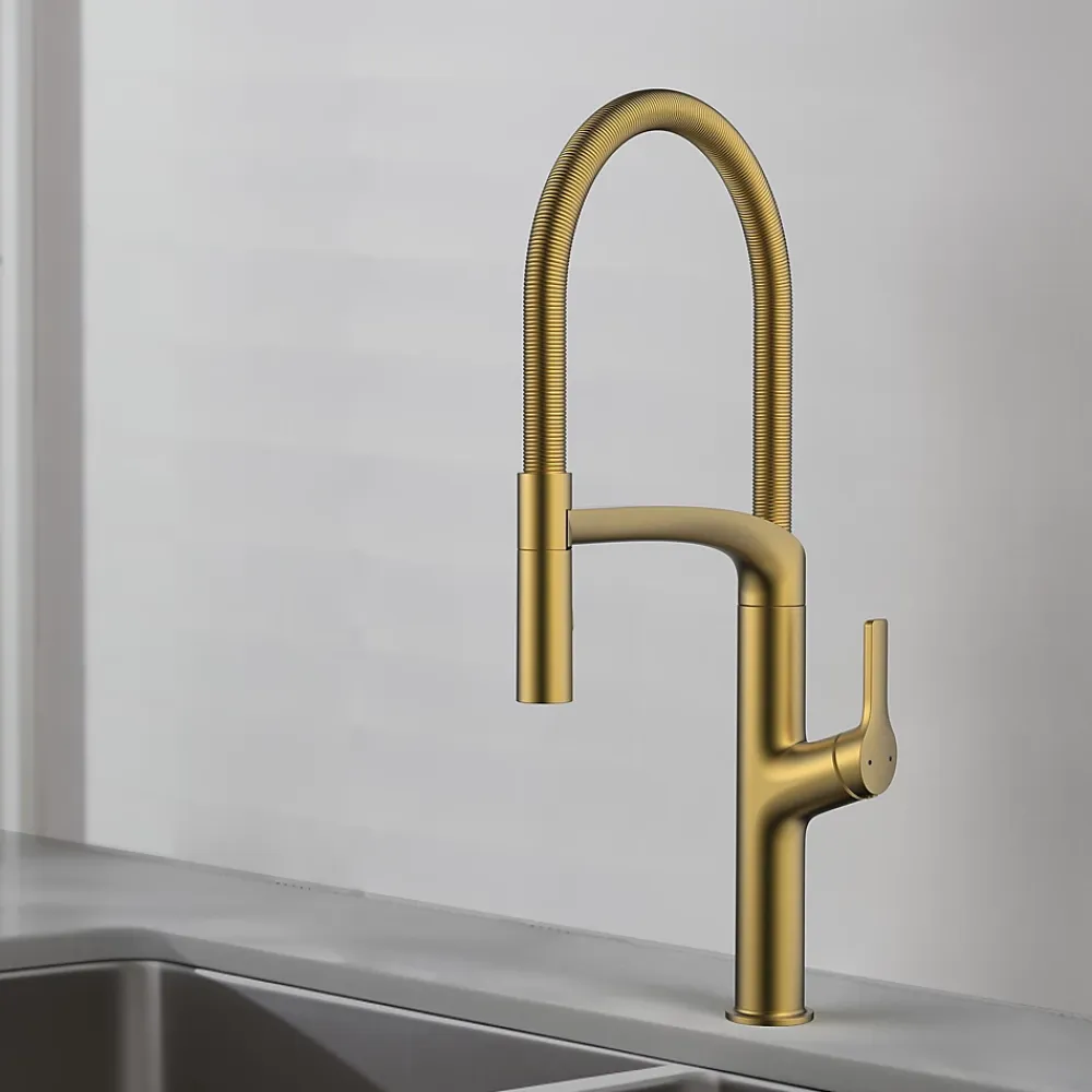 Evier Et Robinet De Buanderie|GoodHome Mitigeur de cuisine avec douchette effet laiton doré Arbane