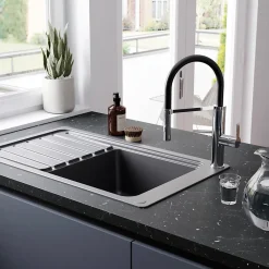 GoodHome Mitigeur de cuisine chromé avec douchette Zatar