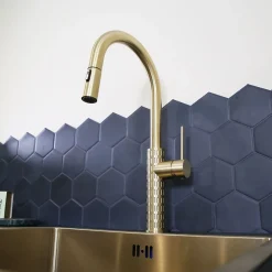 Evier Et Robinet De Buanderie|Essebagno Mitigeur de cuisine doré avec douchette Architek