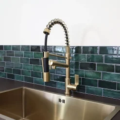 Evier Et Robinet De Buanderie|Essebagno Mitigeur de cuisine doré avec douchette Big Hotto