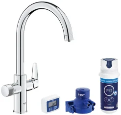 Grohe Mitigeur de cuisine filtrant chromé Blue Pure Curve brillant