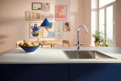 Grohe Mitigeur de cuisine filtrant chromé Blue Pure Curve brillant