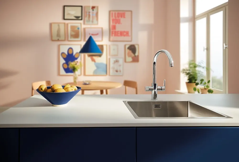 Grohe Mitigeur de cuisine filtrant chromé Blue Pure Curve brillant