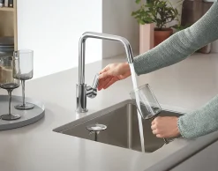 Evier Et Robinet De Buanderie|Grohe Mitigeur de cuisine Start Bec U chromé