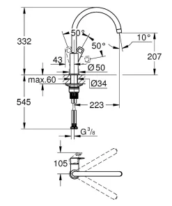 Evier Et Robinet De Buanderie|Grohe Mitigeur de cuisine Quickfix Cumbria inox brossé