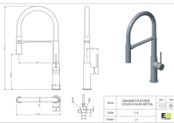 Evier Et Robinet De Buanderie|Essebagno Mitigeur de cuisine gun métal avec douchette Magnet