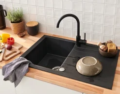 Cooke & Lewis Mitigeur de cuisine haut en laiton noir H.33,5 cm, Katiki