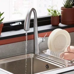 Evier Et Robinet De Buanderie|GoodHome Mitigeur de cuisine laiton brossé Edulis