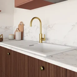 Evier Et Robinet De Buanderie|GoodHome Mitigeur de cuisine laiton doré brossé Zanthe