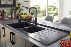 GoodHome Mitigeur de cuisine noir Argania