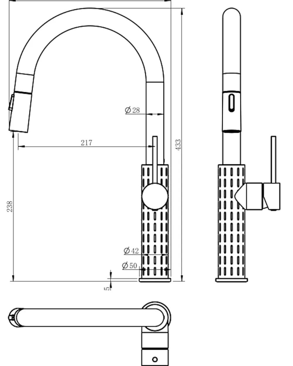 Essebagno Mitigeur de cuisine noir avec douchette Architek