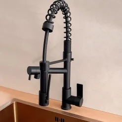 Essebagno Mitigeur de cuisine noir mat avec douchette, Big Hotto