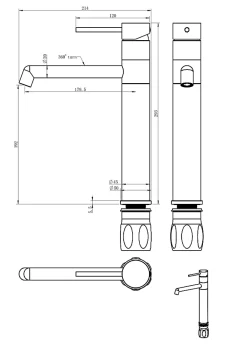 Essebagno Mitigeur de cuisine noir Lollipop