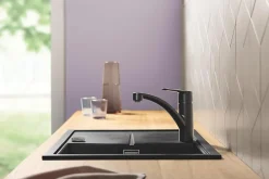 Evier Et Robinet De Buanderie|Grohe Mitigeur de cuisine noir Start