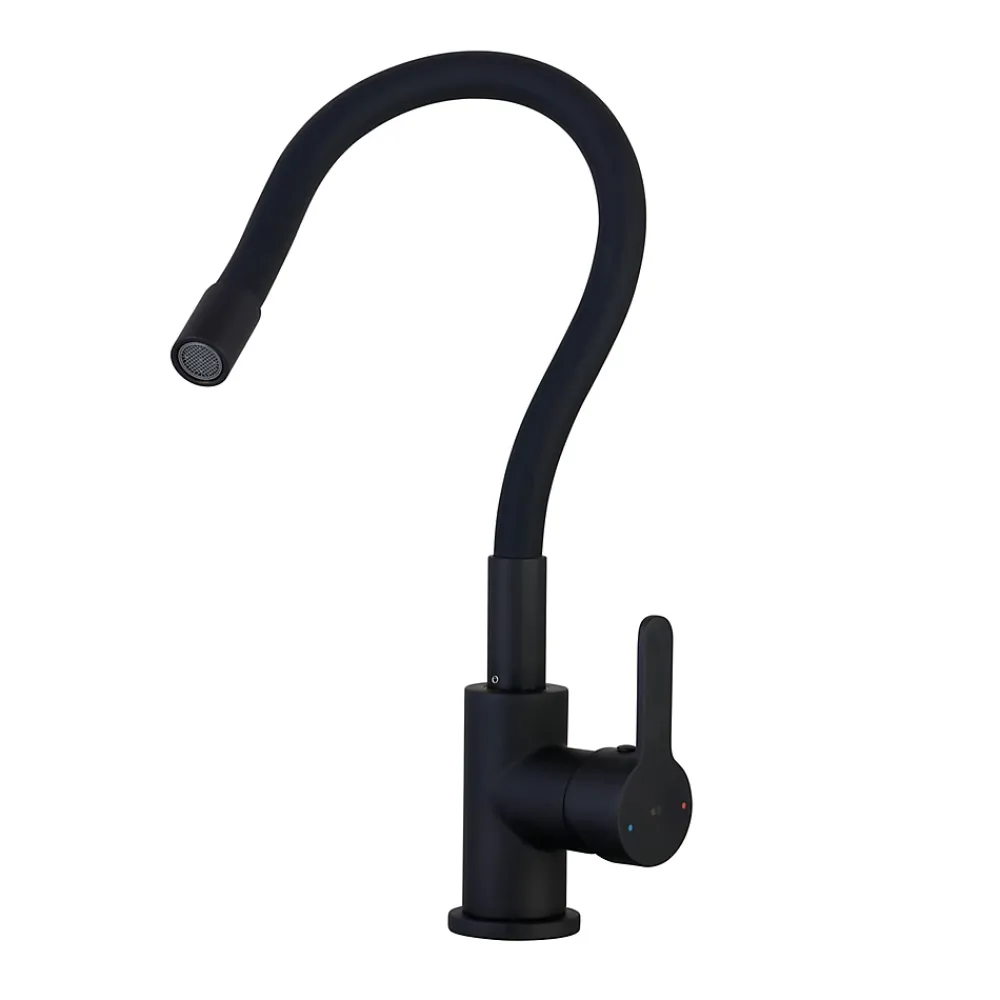 Essebagno Mitigeur de cuisine noir mat mémoire de forme Memory