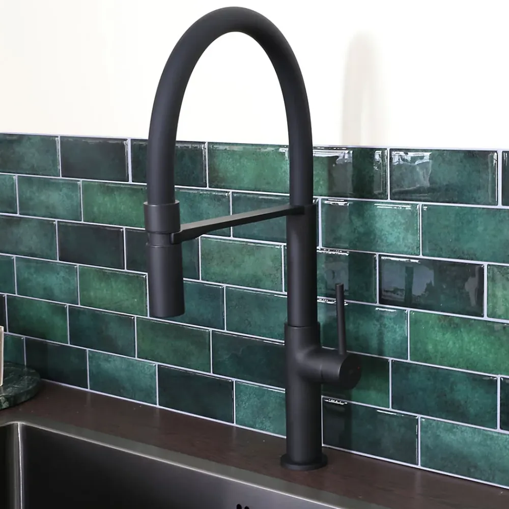 Evier Et Robinet De Buanderie|Essebagno Mitigeur de cuisine noir avec douchette Magnet
