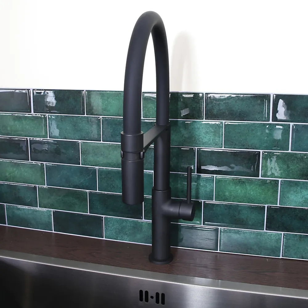 Evier Et Robinet De Buanderie|Essebagno Mitigeur de cuisine noir avec douchette Magnet