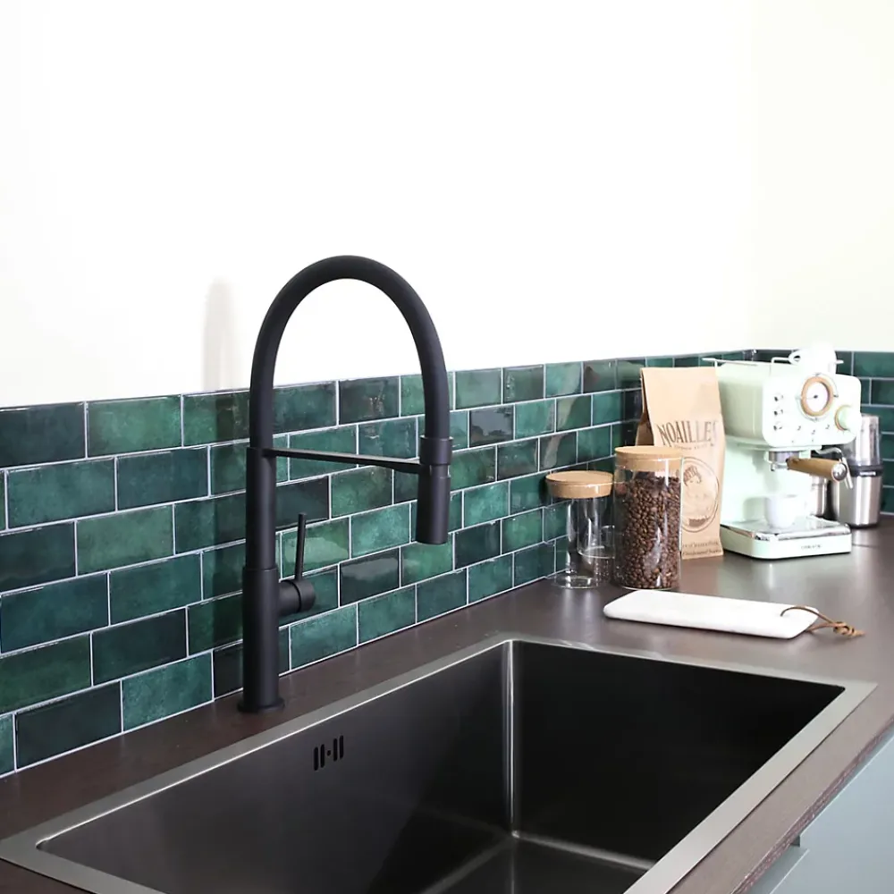 Evier Et Robinet De Buanderie|Essebagno Mitigeur de cuisine noir avec douchette Magnet