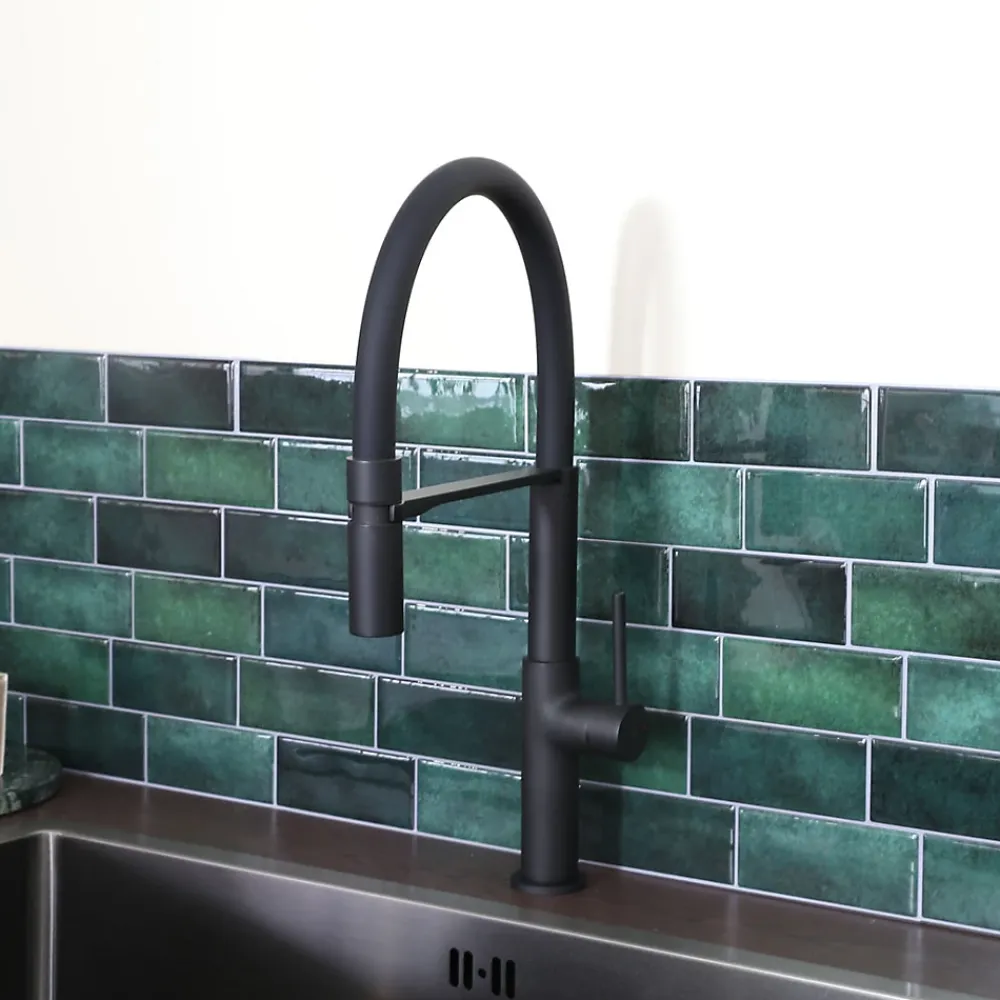 Evier Et Robinet De Buanderie|Essebagno Mitigeur de cuisine noir avec douchette Magnet