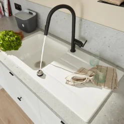 Evier Et Robinet De Buanderie|Essebagno Mitigeur de cuisine noir avec douchette Iconic