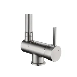 Evier Et Robinet De Buanderie|GoodHome Mitigeur de cuisine rabattable nickel brossé Deltana