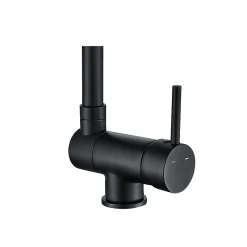 Evier Et Robinet De Buanderie|GoodHome Mitigeur de cuisine rabattable noir mat Deltana