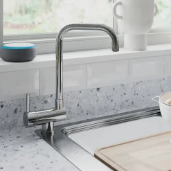 GoodHome Mitigeur de cuisine rabattable chromé Deltana