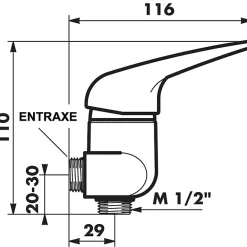 Delabie Mitigeur de douche - entraxes 100 à 120 mm -