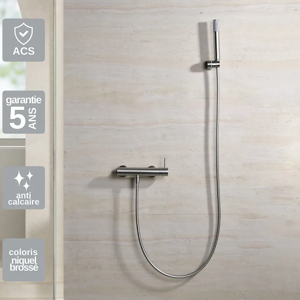 Imex Mitigeur de Douche Anti-Calcaire en Niquel Brossé MONZA BDM039-5NQ