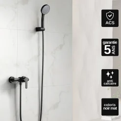 Colonne De Douche Mécanique|Imex Mitigeur de Douche anti-calcaire Noir Mat ROMA BDR001-5NG