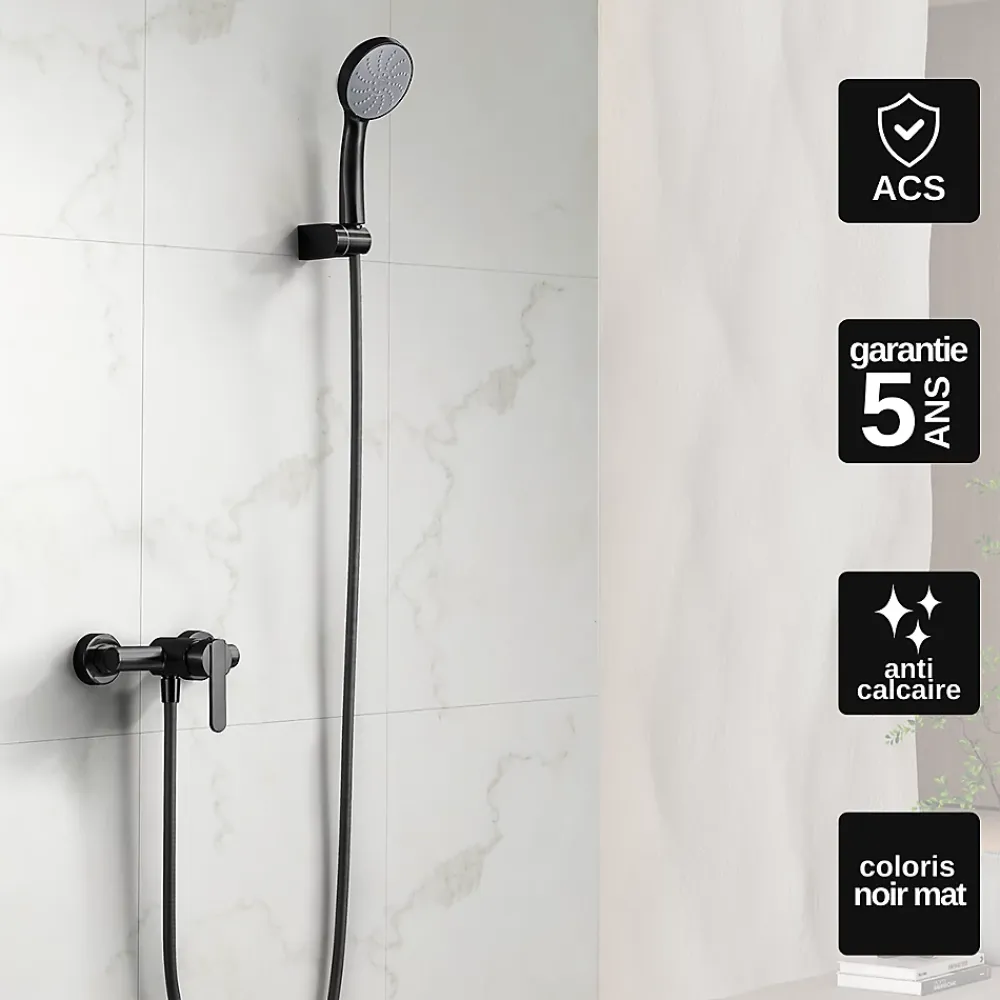 Colonne De Douche Mécanique|Imex Mitigeur de Douche anti-calcaire Noir Mat ROMA BDR001-5NG