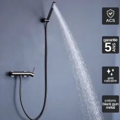 Imex Mitigeur de Douche anti-calcaire Black Gun Métal MONZA BDM039-5BGM