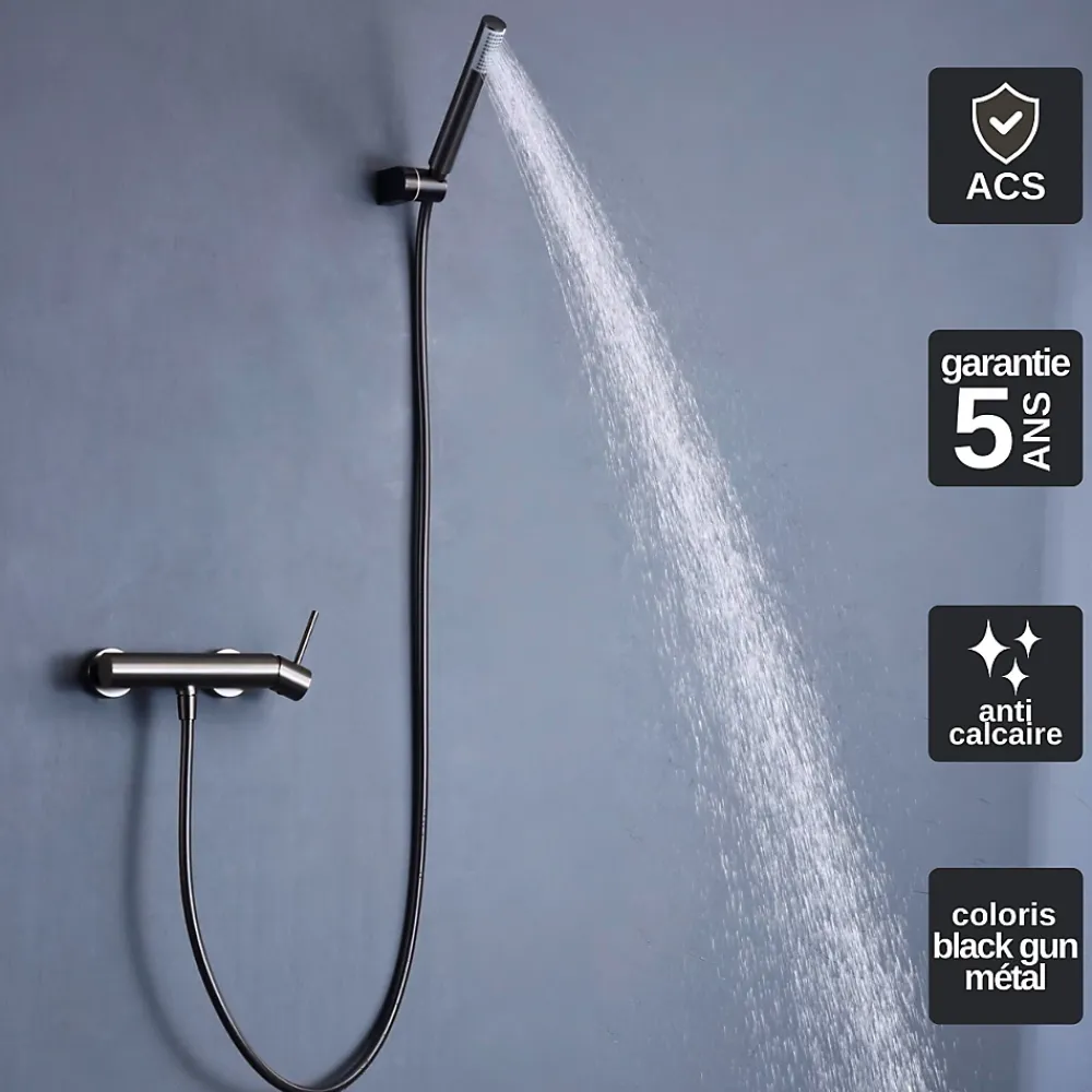 Imex Mitigeur de Douche anti-calcaire Black Gun Métal MONZA BDM039-5BGM