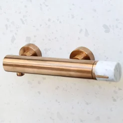 Essebagno Mitigeur de douche cuivre et marbre blanc Manopola