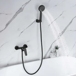 Poalgi Mitigeur de douche mécanique avec douchette SKY BATH noir mat série NATURE