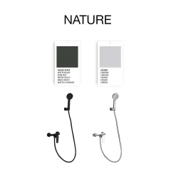Poalgi Mitigeur de douche mécanique avec douchette SKY BATH noir mat série NATURE