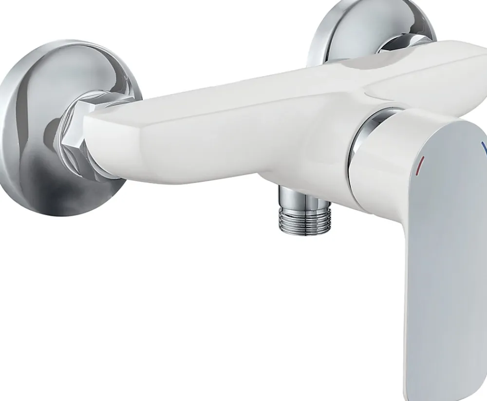 Robinet De Douche|Edouard Rousseau Mitigeur de douche mécanique chromé blanc Milk