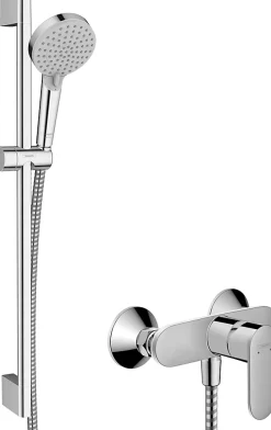 Hansgrohe Mitigeur de douche mécanique avec douchette, flexible et barre réglable chrome Vernis Blend