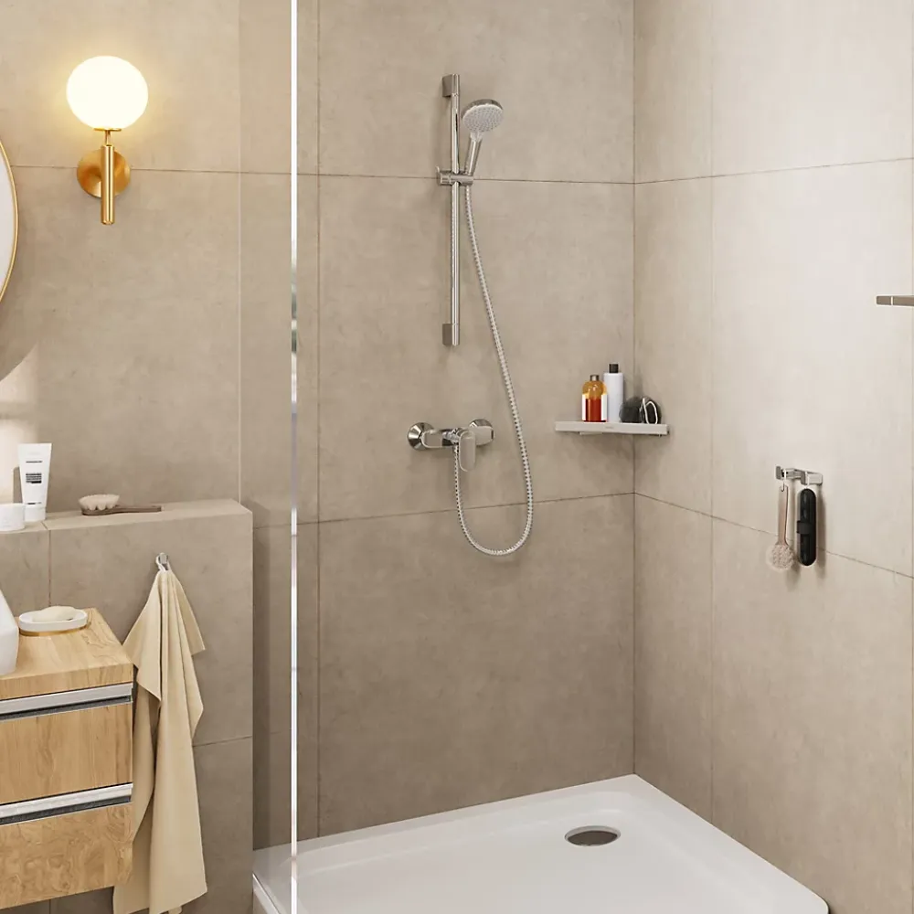 Hansgrohe Mitigeur de douche mécanique avec douchette, flexible et barre réglable chrome Vernis Blend