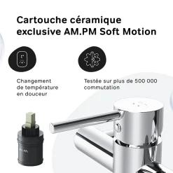 Robinet De Douche|Am.Pm Europe Mitigeur de douche mécanique Robinet Salle de Bain Chromé, FPA20000 Spike AM.PM