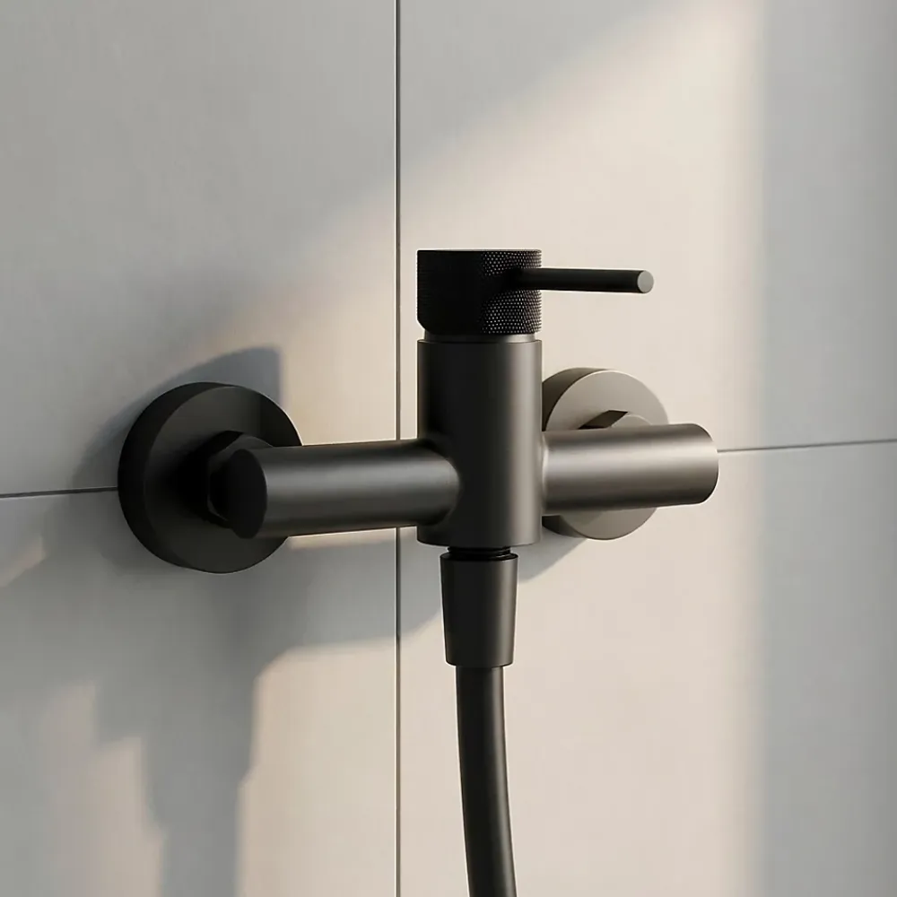 Robinet De Douche|GoodHome Mitigeur de douche mécanique noir mat, Owens